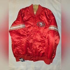 San Francisco 49ers Red And Satin Gold NFL Bomber Reversible Jacket Size 3XL